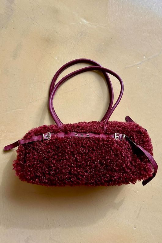 Hicks Shearling Barrel Bag Burgundy